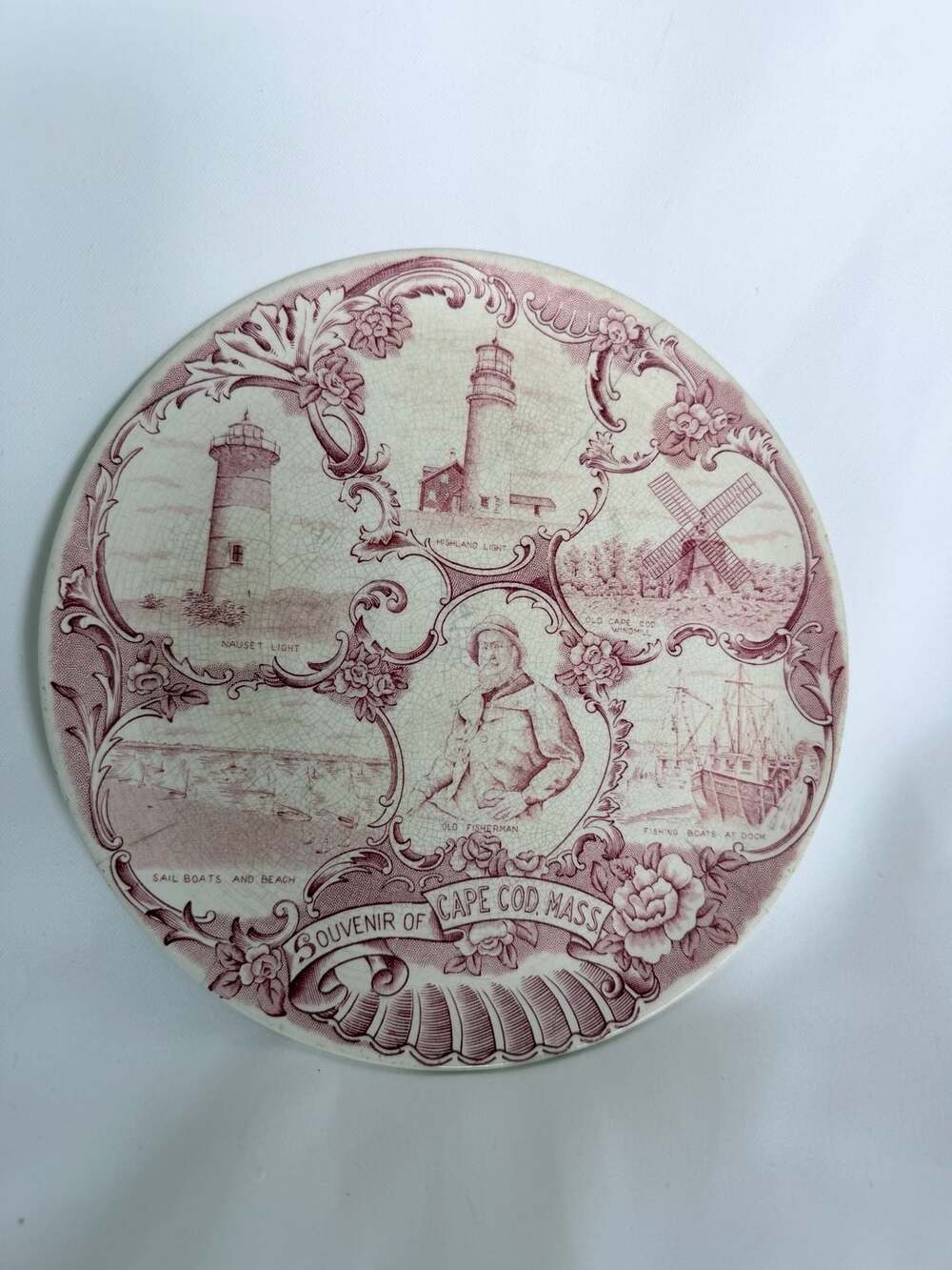 Adams Old English Staffordshire Ware Souvenir of Cape Cod Mass Pink Transferware